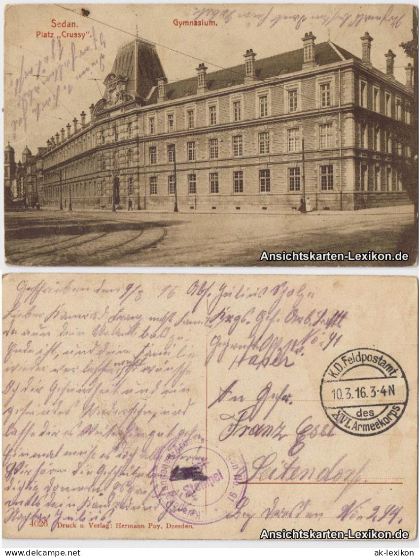 CPA Sedan Sedan Platz Crussy - Gymnasium 1916
