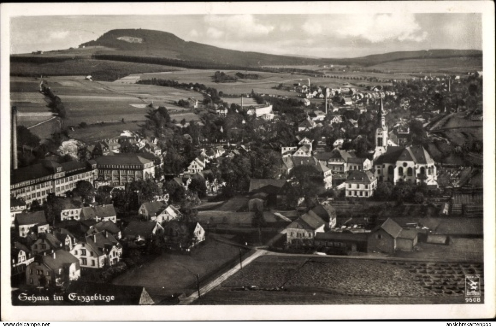 CPA Sehma Sehmatal im Erzgebirge, Blick auf den Ort, Fliegeraufnahme