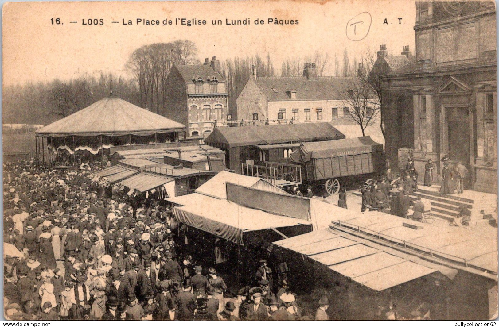 CPA  SELECTION  -  LOOS LES LILLE  -  La Place de l'Eglise un Lundi de Pâques