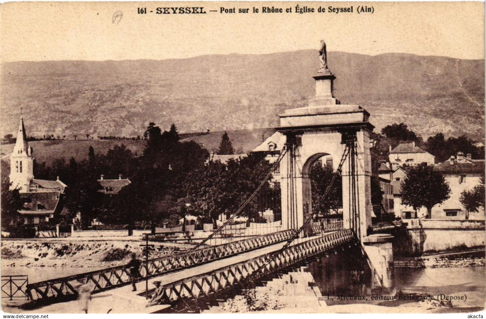 CPA SEYSSEL Pont sur le Rhone et Église de SEYSSEL (684256)
