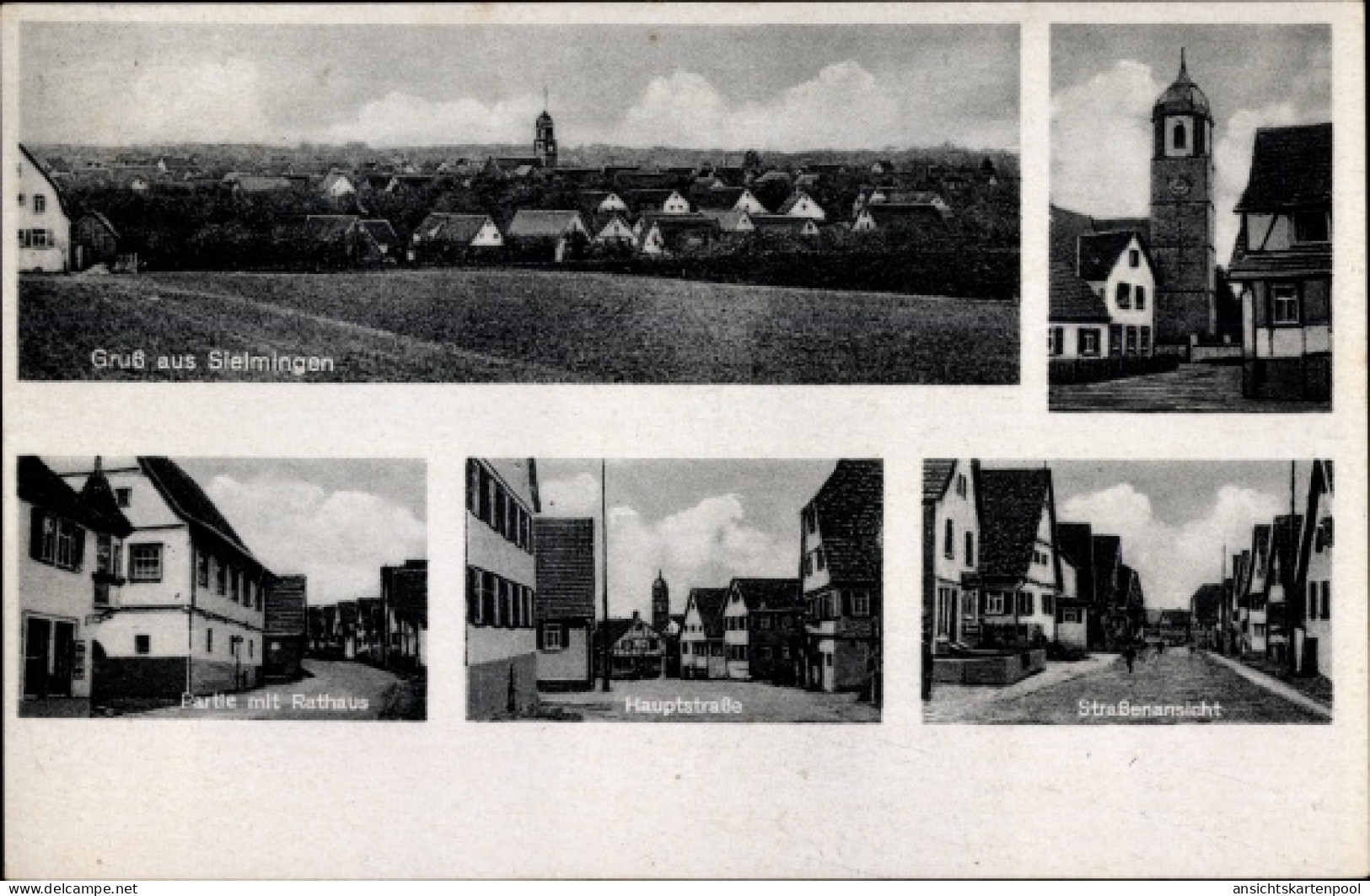 CPA Sielmingen Filderstadt in Württemberg, Hauptstraße, Rathaus, Totalansicht