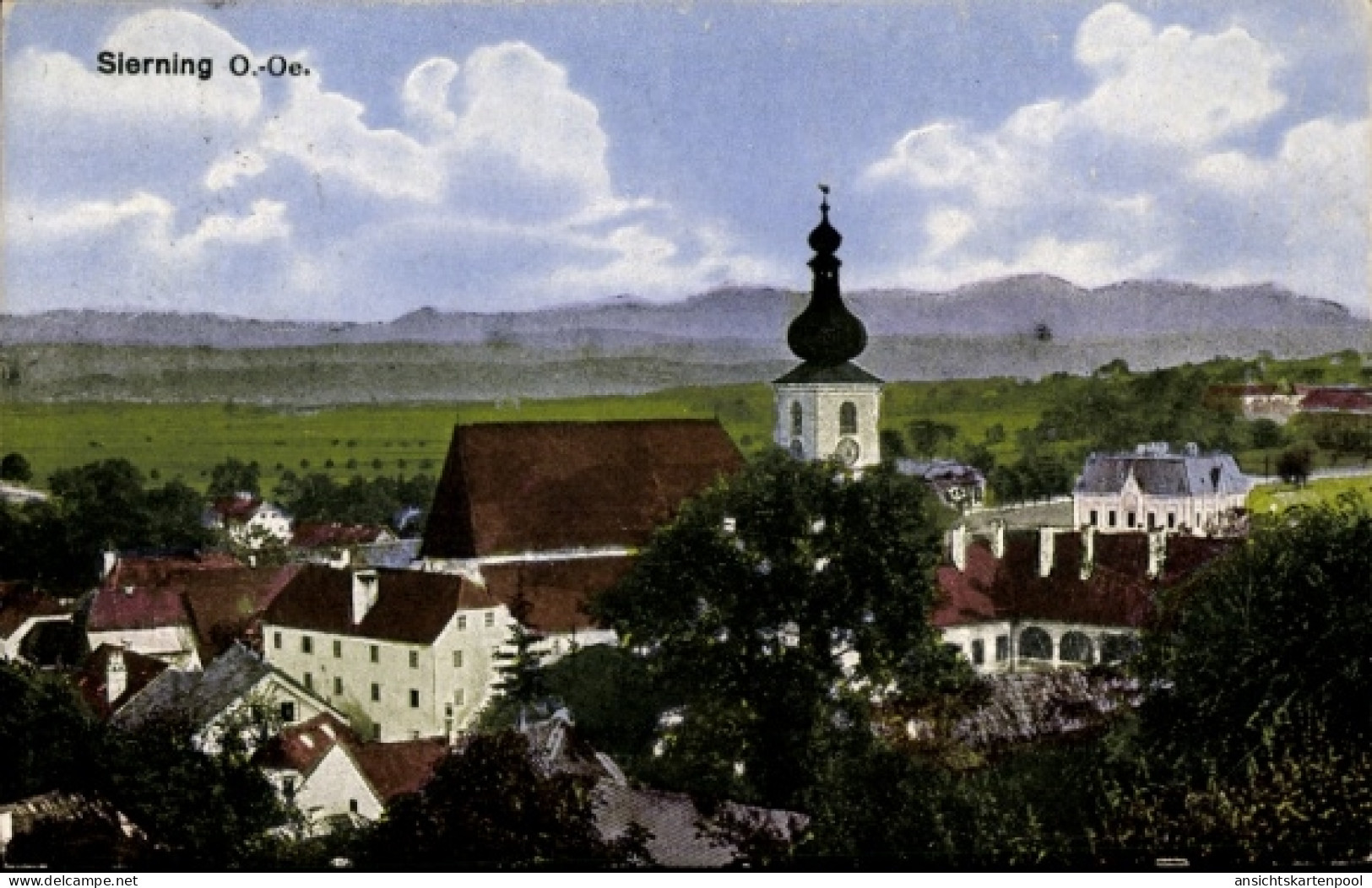 CPA Sierning Oberösterreich, Gesamtansicht, Kirche