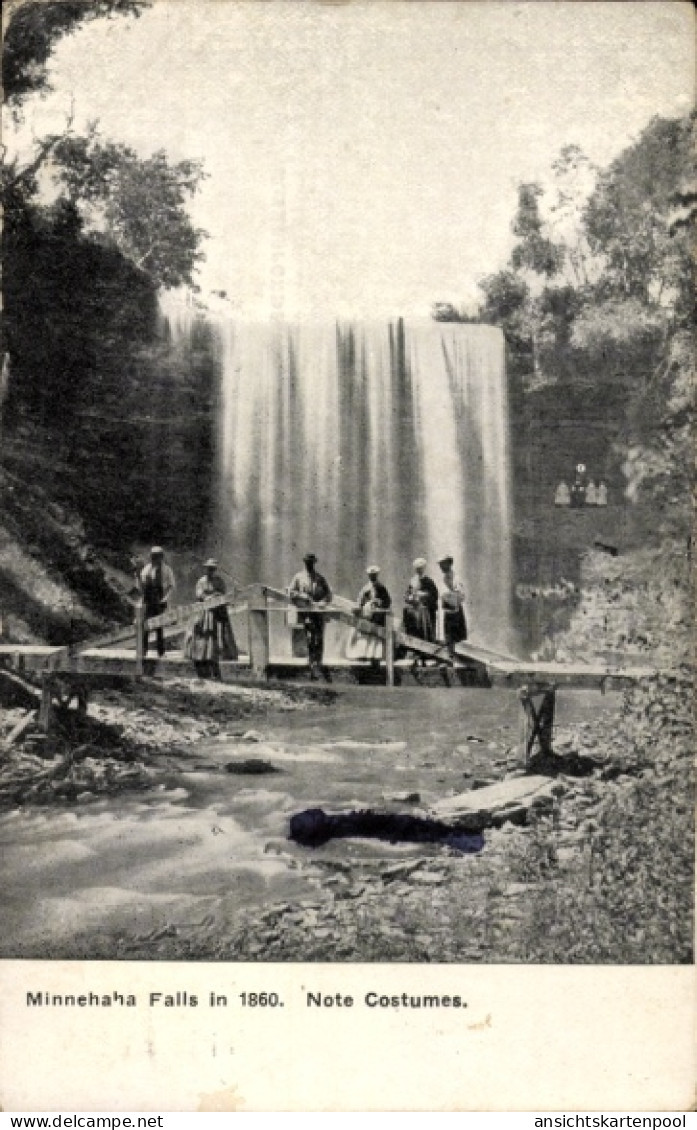 CPA Sioux Falls South Dakota USA, Wasserfall, Kostüme, 1860