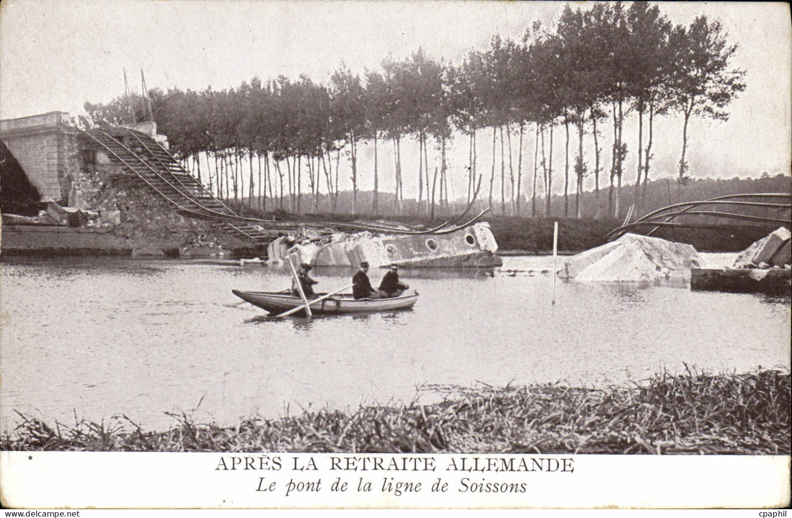 CPA Soissons Le pont de la ligne de Soissons Militaria