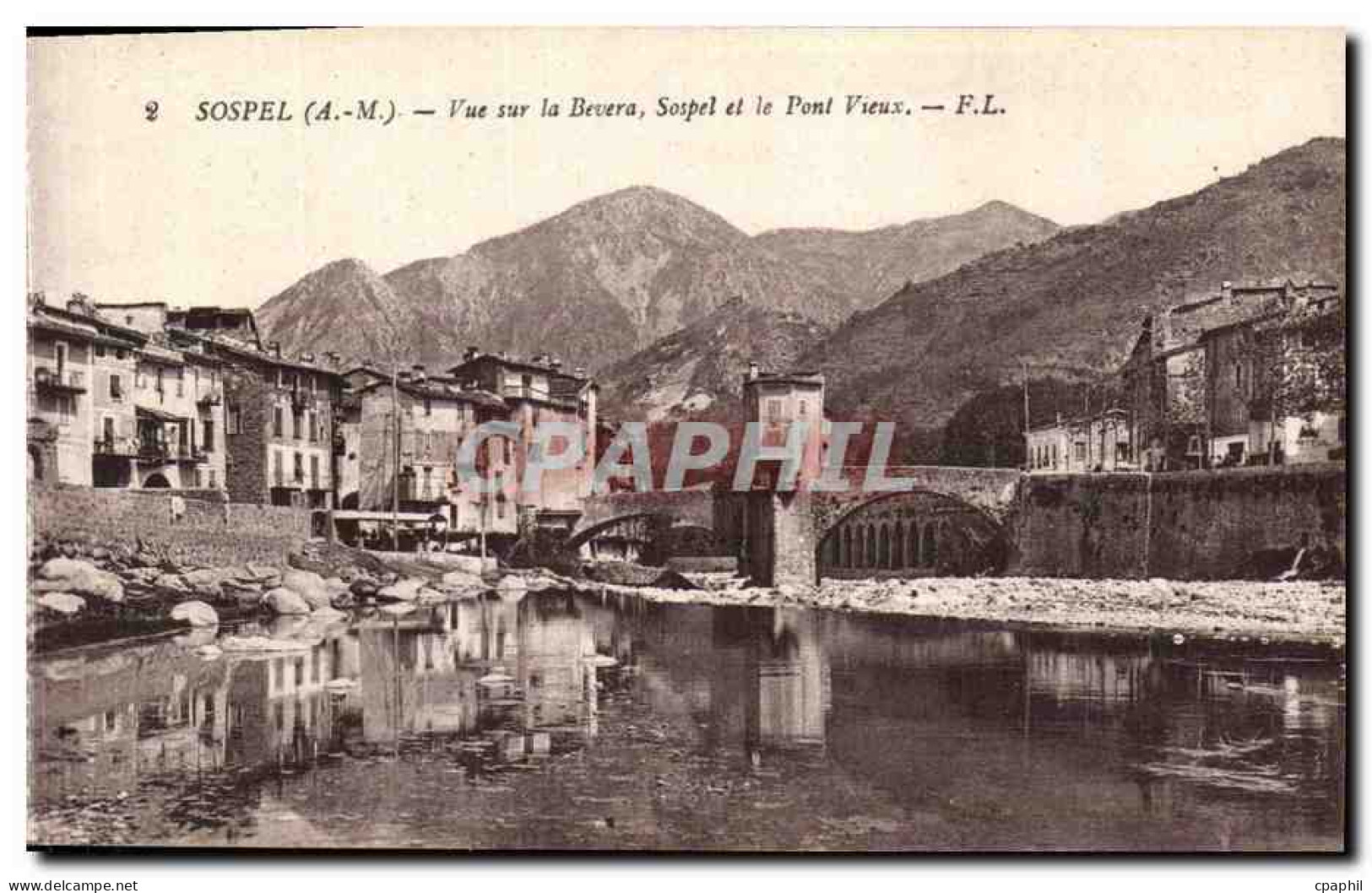 CPA Sospel Vue sur la Bevera Sospel et le pont Vieux