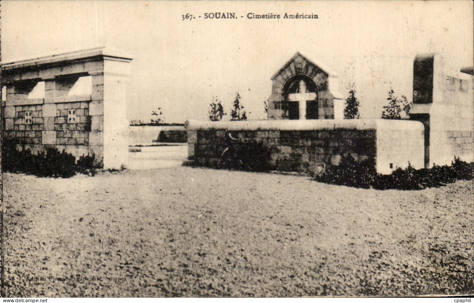 CPA Souain Cimetiere Americain Militaria