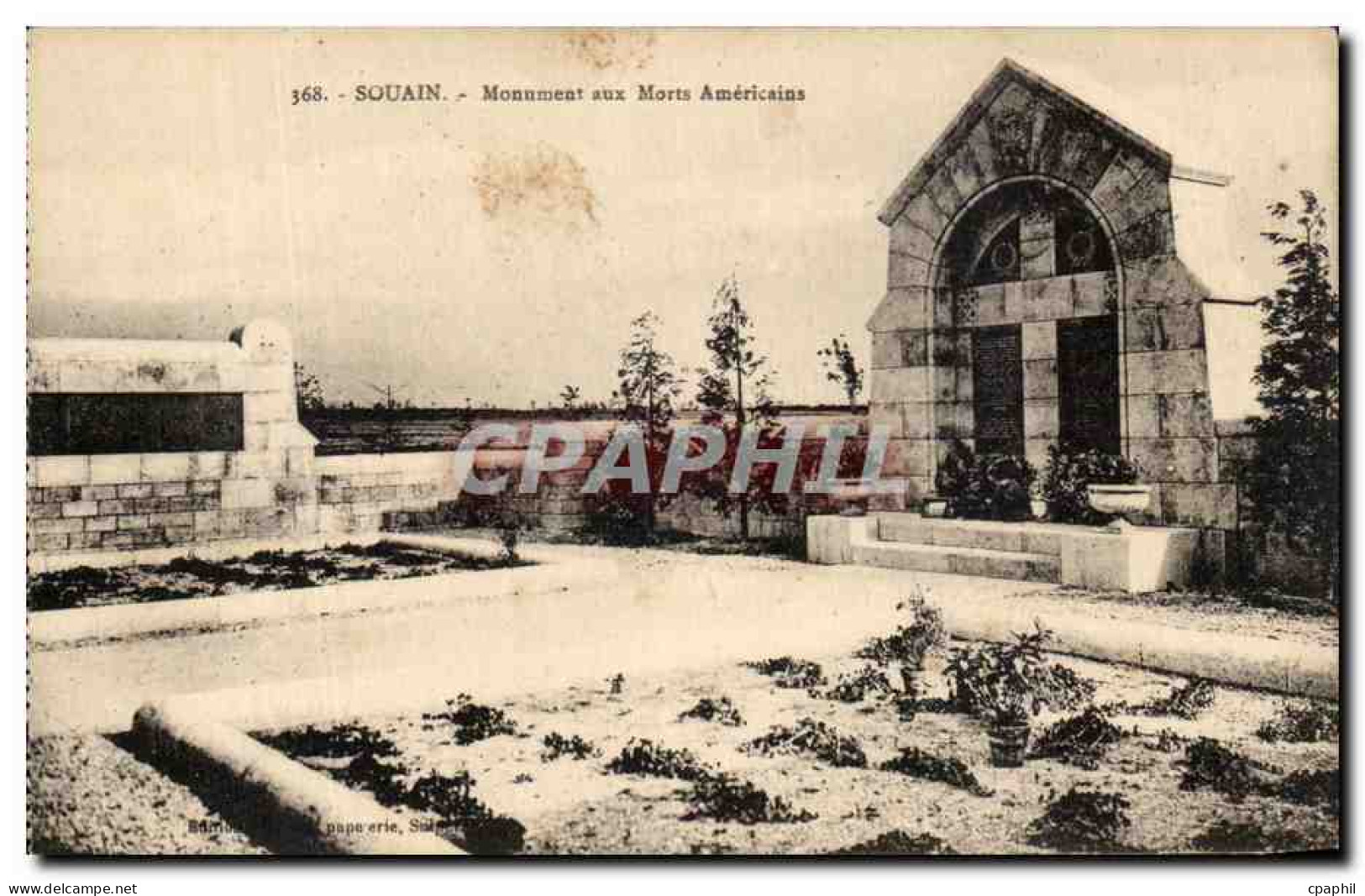 CPA Souain Monument aux Morts Americains Militaria