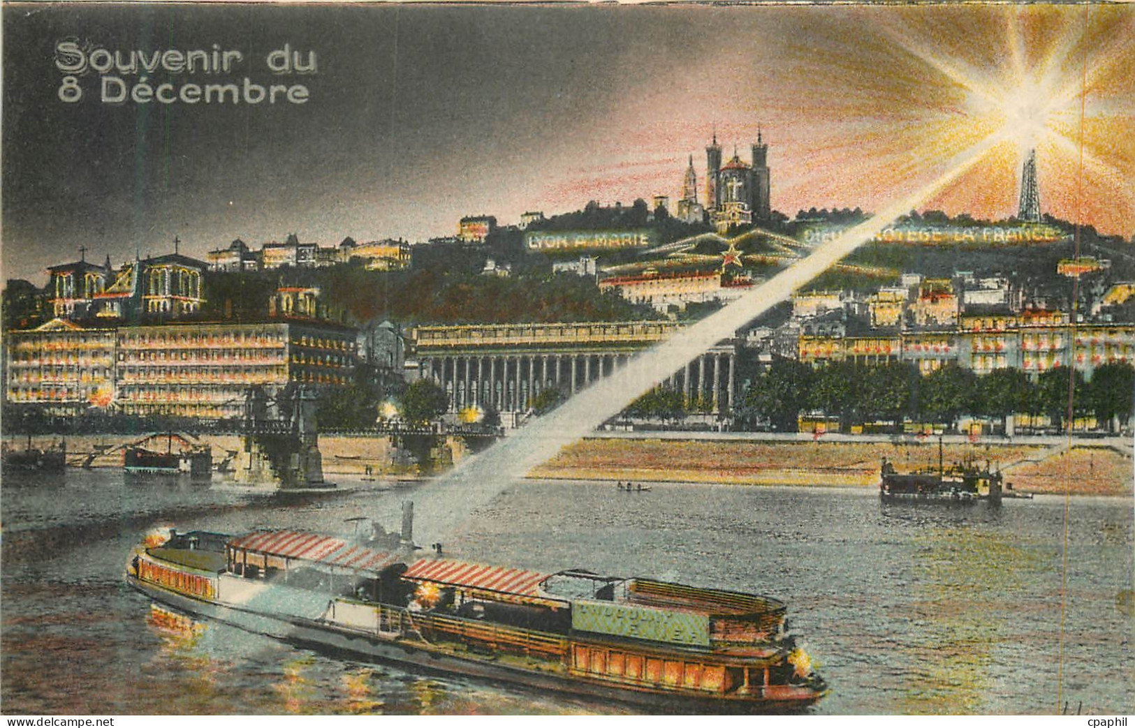 CPA Souvenir du 8 Decembre Lyon Bateau