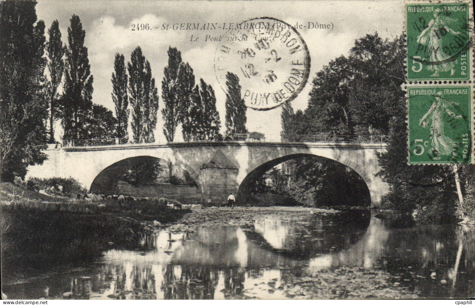 CPA St Germain Lembron Puy de Dome le pont