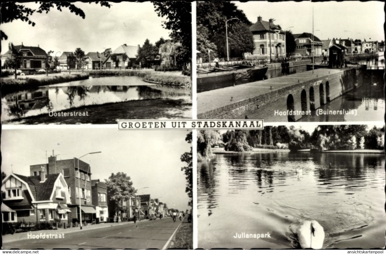 CPA Stadskanaal Groningen, Julianapark, Schwan, Hoofdstraat, Buinersluis
