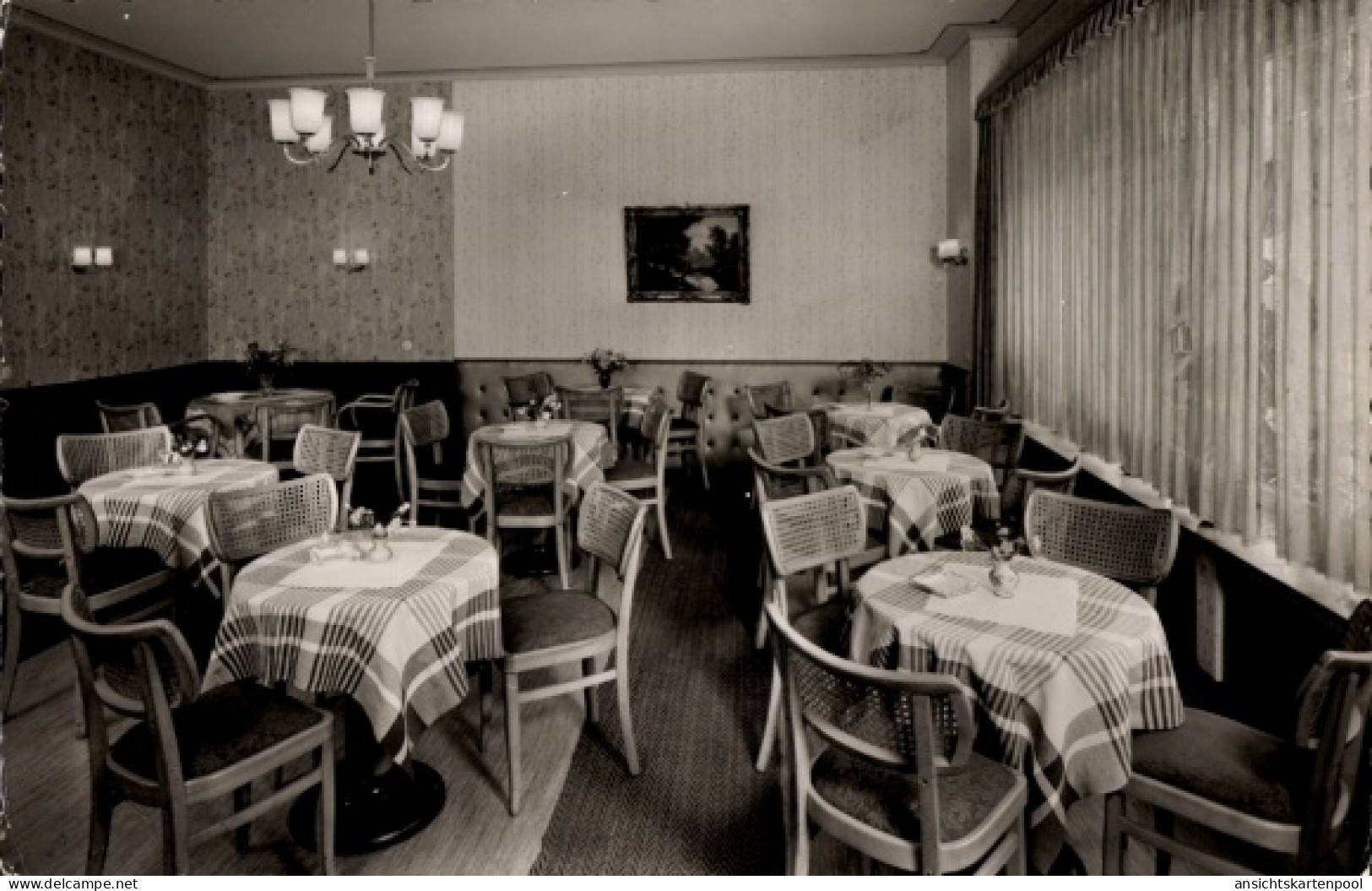 CPA Stadtlohn im Münsterland, Café Sidhalt, Tische mit karierten Tischdecken, Stühle, Fenster mit