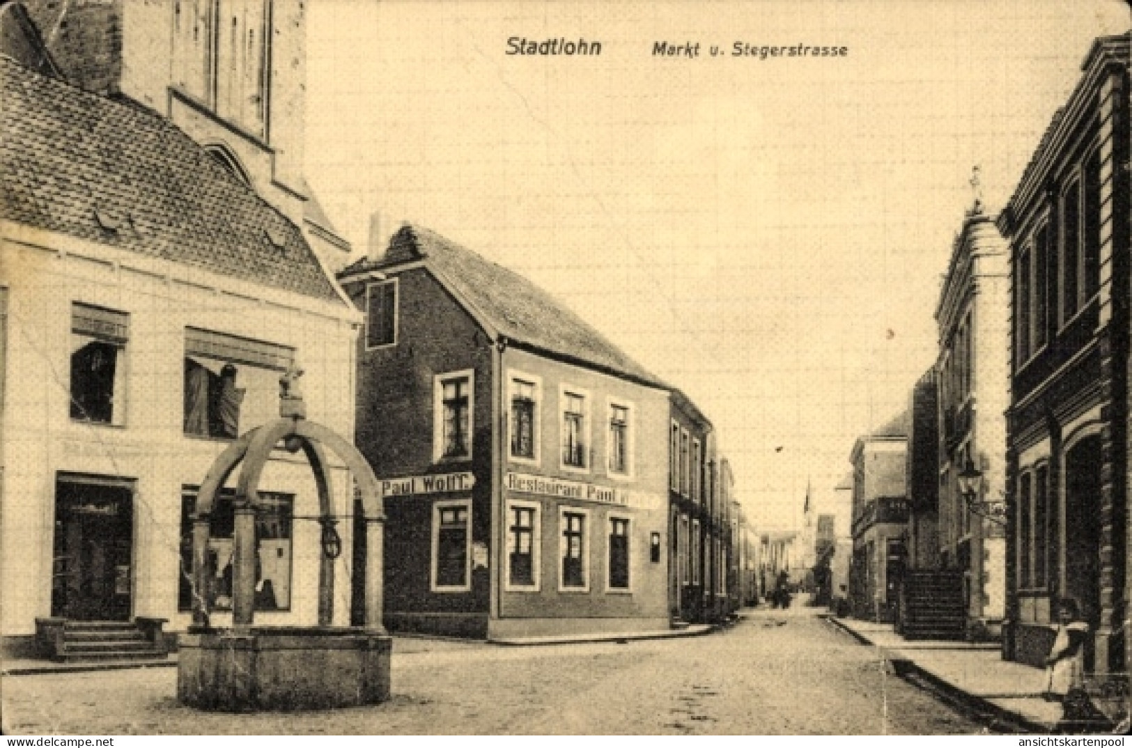 CPA Stadtlohn im Münsterland, Markt, Stegerstraße, Restaurant Paul Wolff