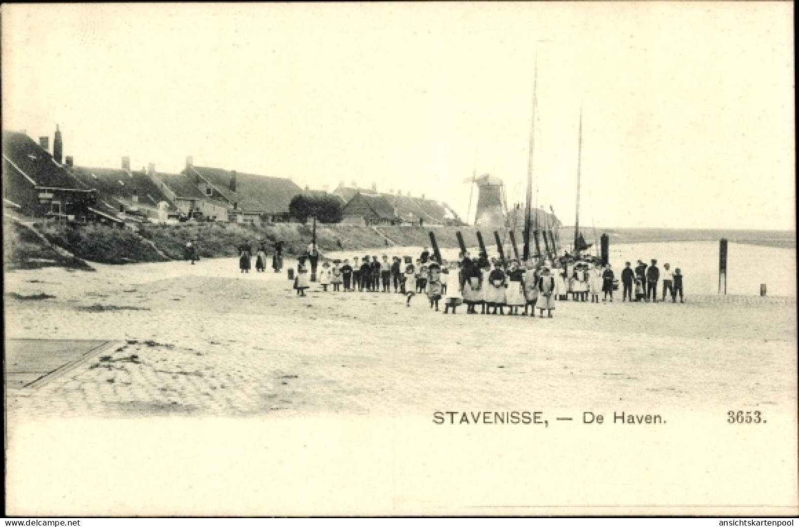 CPA Stavenisse Zeeland Niederlande, De Haven, Molen