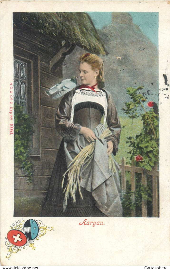 CPA Suisse > AG Argovie Aargau Frau in Tracht Costume - Folklore - Femme - Dégringolade Bazar Genève