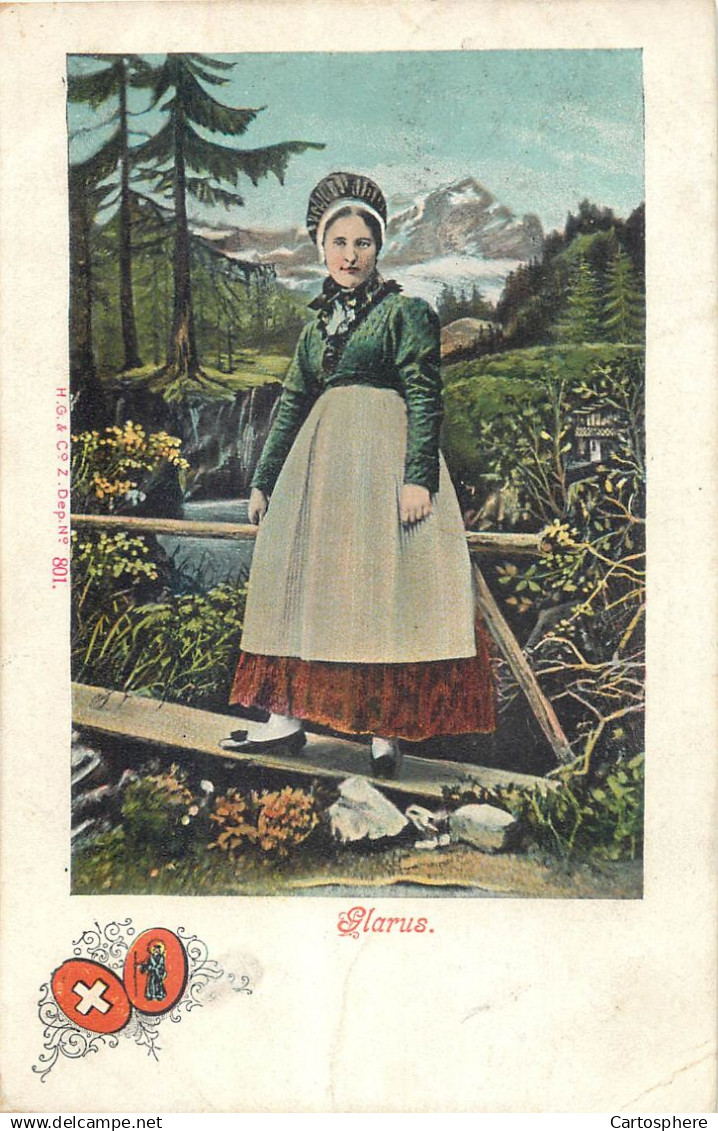 CPA Suisse > GL GLARIS Frau in schweizerischer Tracht - Glarus -  Costume - Folklore - Femme