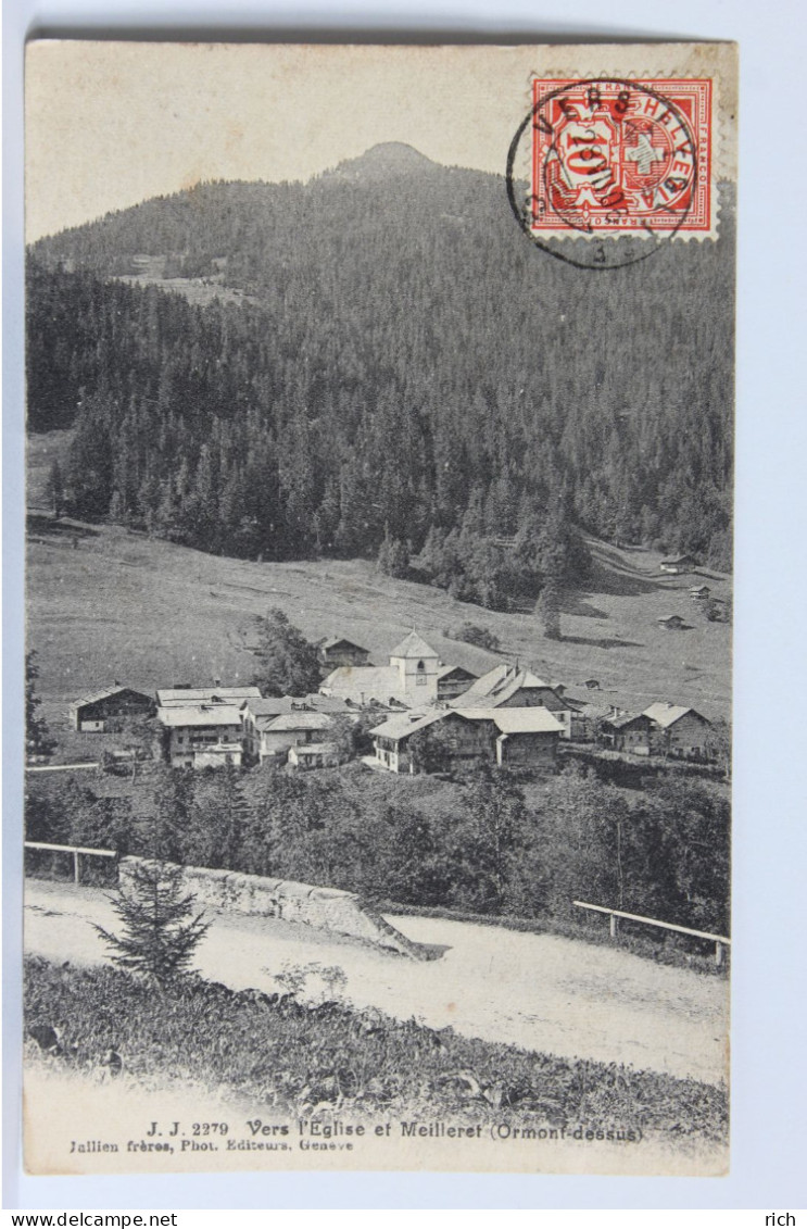 CPA  Suisses - Vers l'Eglise et Meilleret (Ormont-Dessus