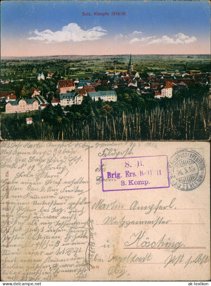 CPA Sulz (Oberelsass) Soultz-Haut-Rhin Panorama 1916  gel. Feldpost S.B.