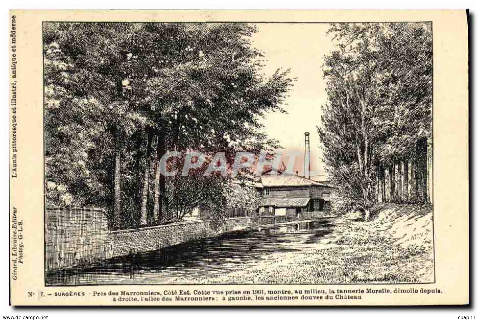 CPA Surgeres Pres des Marronniers Cote Est Vue Prise en 1901 Tannerie Morelle