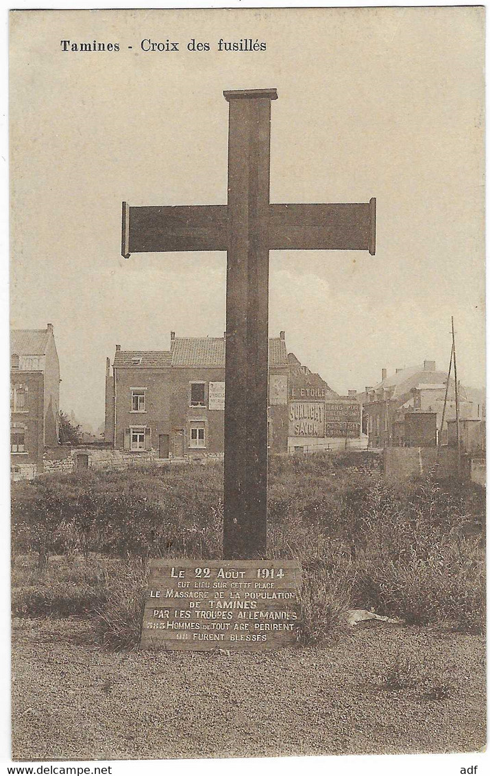 CPA TAMINES, CROIX DES FUSILLES, SAMBREVILLE, PROVINCE DE NAMUR, BELGIQUE