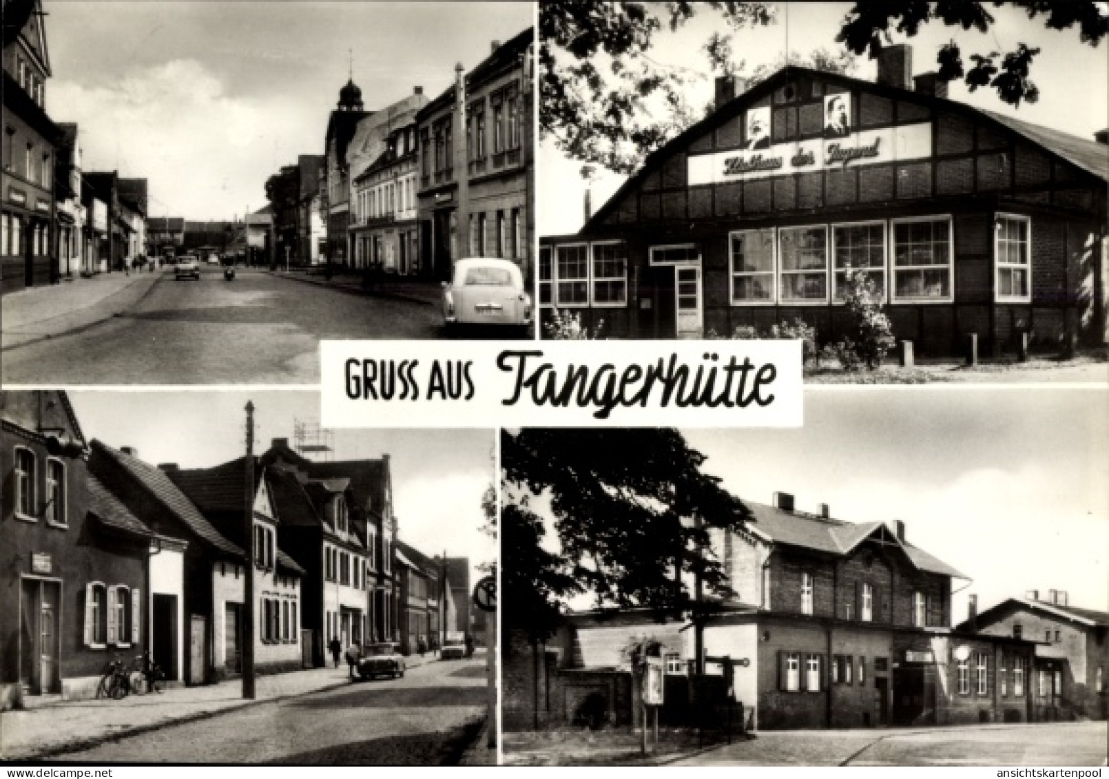 CPA Tangerhütte in der Altmark, Thälmann Straße, Klubhaus der Jugend, Bahnhofstraße, Bahnhof