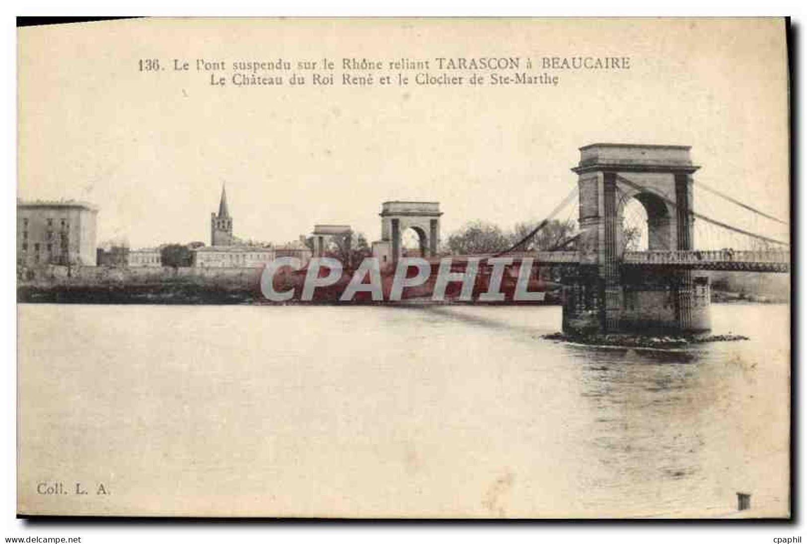 CPA Tarascon Le Pont Suspendu sur le Rhone reliant Tarascon a Beaucaire