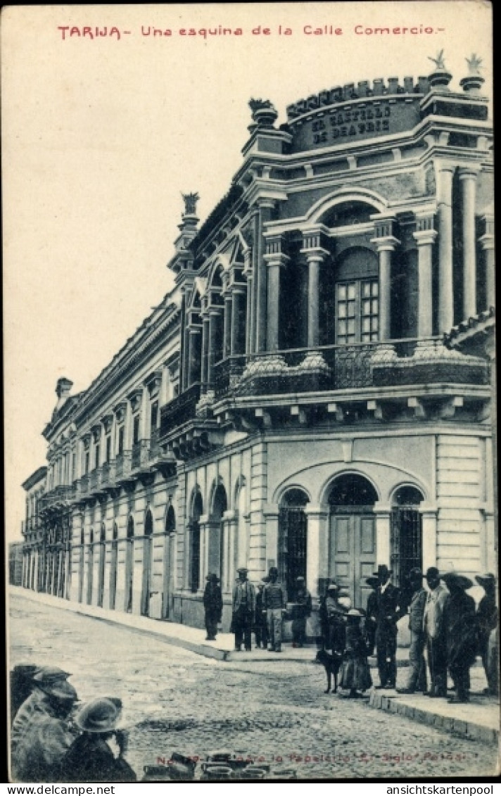 CPA Tarija Bolivien, Una esquina de la Calle Comercio