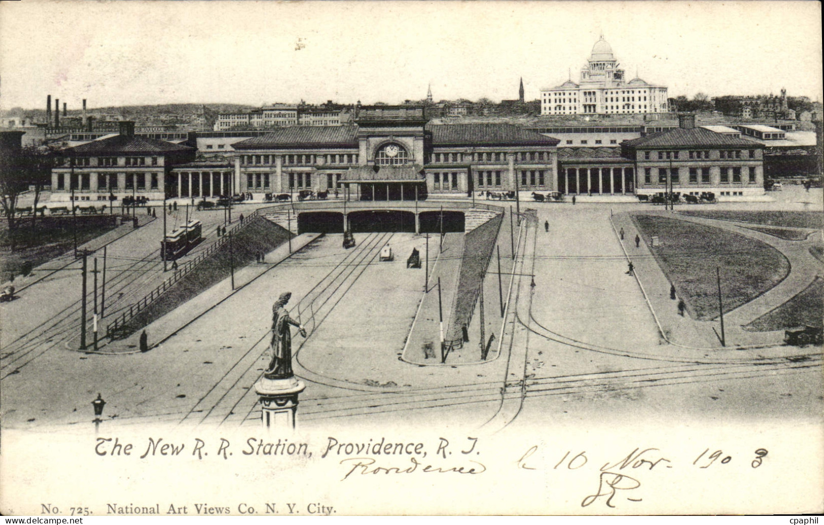 CPA The New R R Station Providence R I