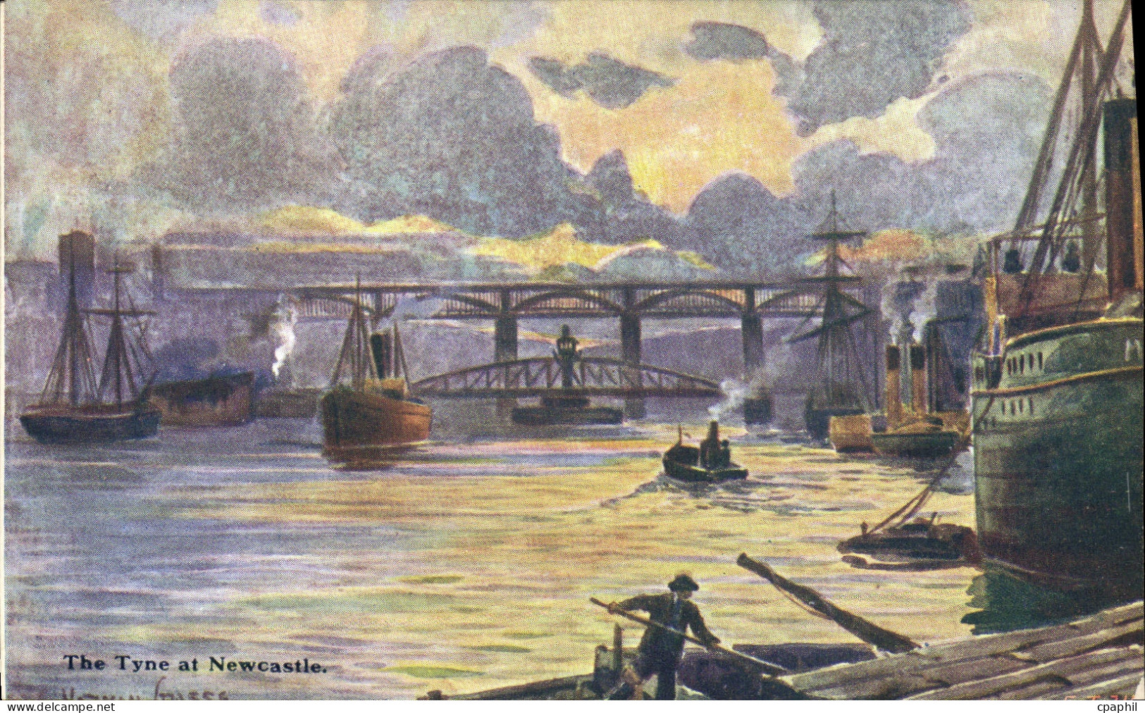 CPA The Tyne At Newcastle Bateaux
