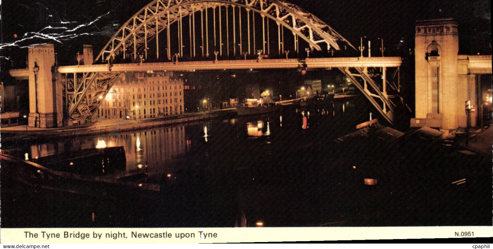 CPA The Tyne Bridge by night Newcastle upon Tyne