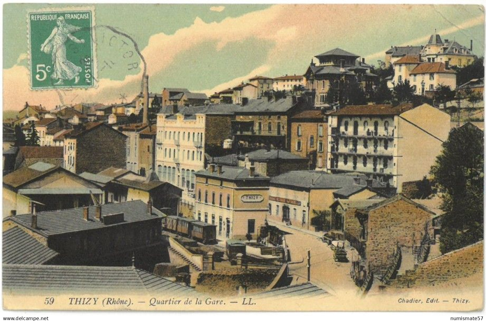CPA THIZY - Quartier de la Gare - Ed. Chadier , Thizy - LL n°59 - Année 1913