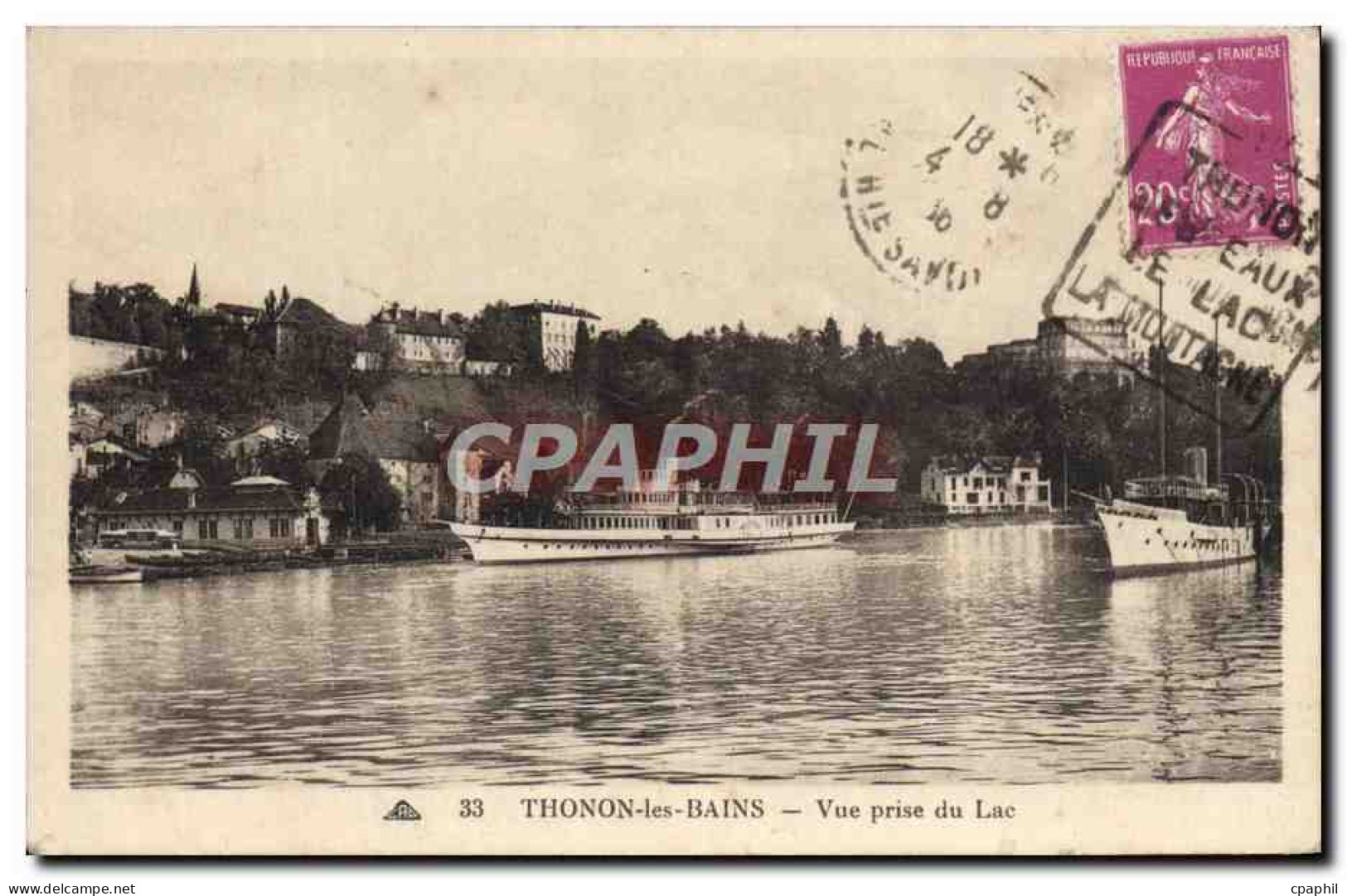 CPA Thonon Les Bains Vue Prise du Lac Bateau