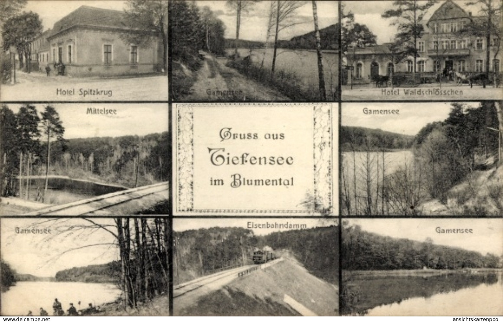 CPA Tiefensee Werneuchen in der Mark, Gamensee, Hotel Waldschlößchen, Mittelsee