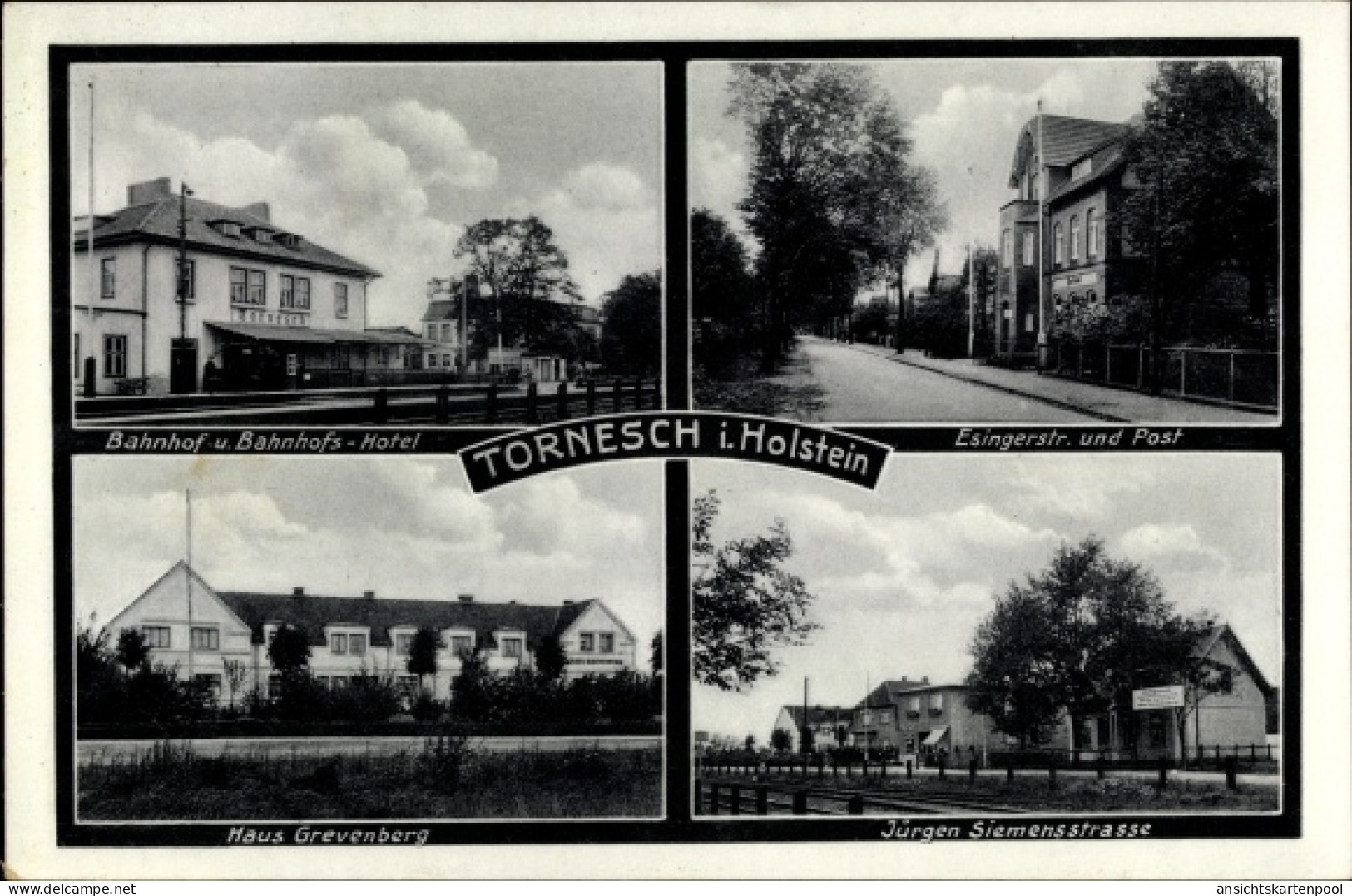 CPA Tornesch in Schleswig Holstein, Bahnhof, Hotel, Esingerstraße, Post, Haus Grevenberg