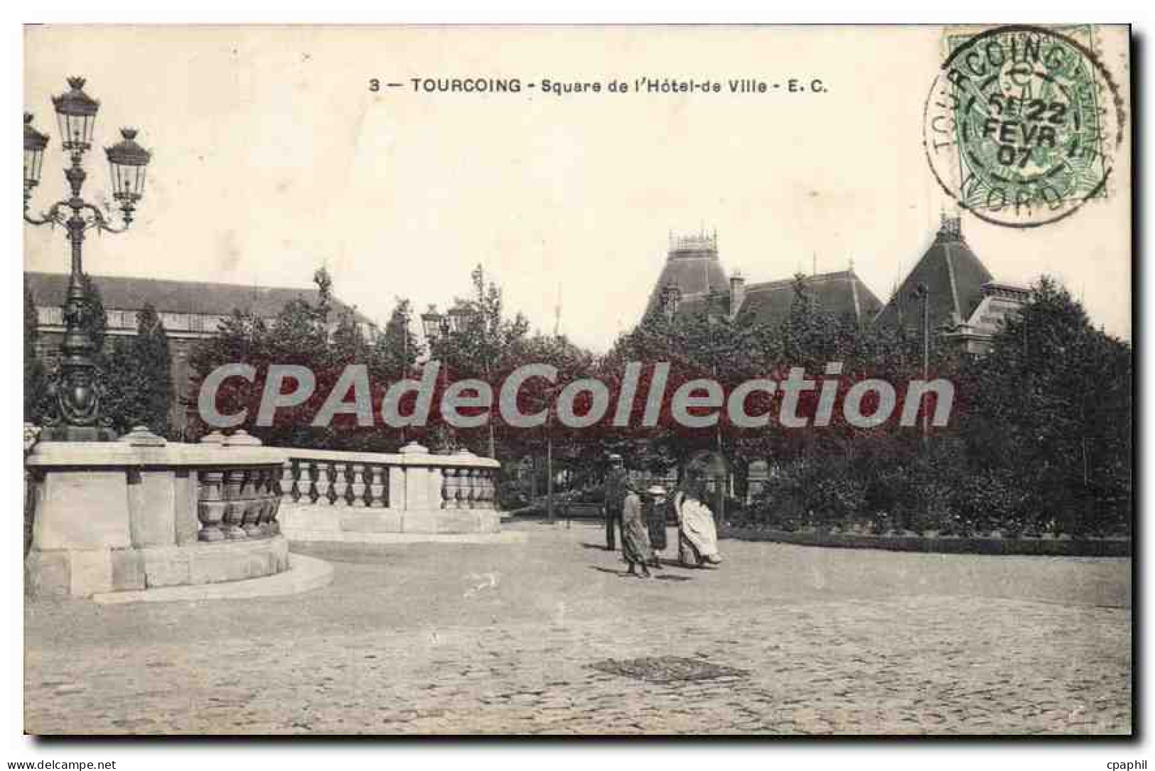 CPA Tourcoing Square De I'Hotel De Ville