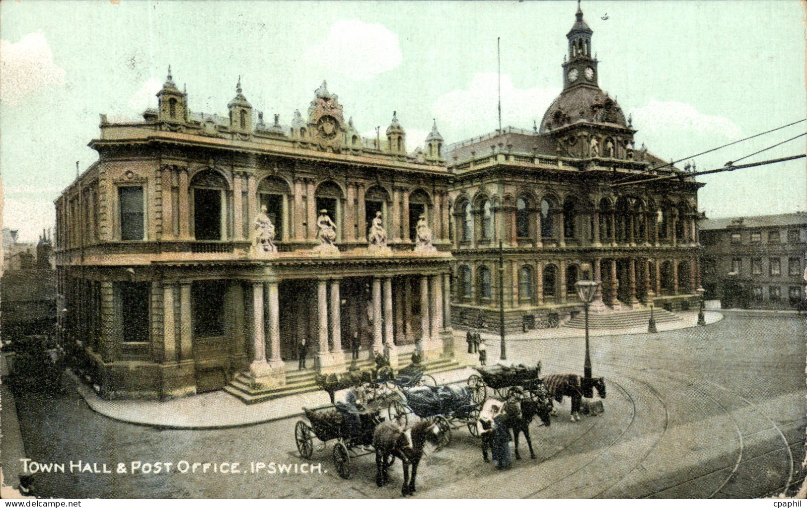CPA Town Hall Post Office Ipswich