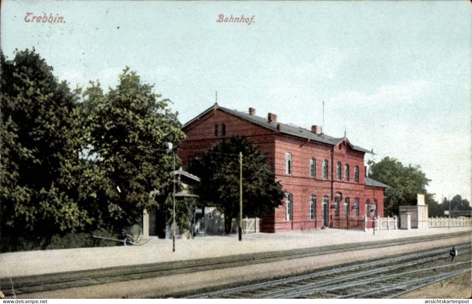 CPA Trebbin im Kreis Teltow Fläming, Bahnhof, Gleisseite