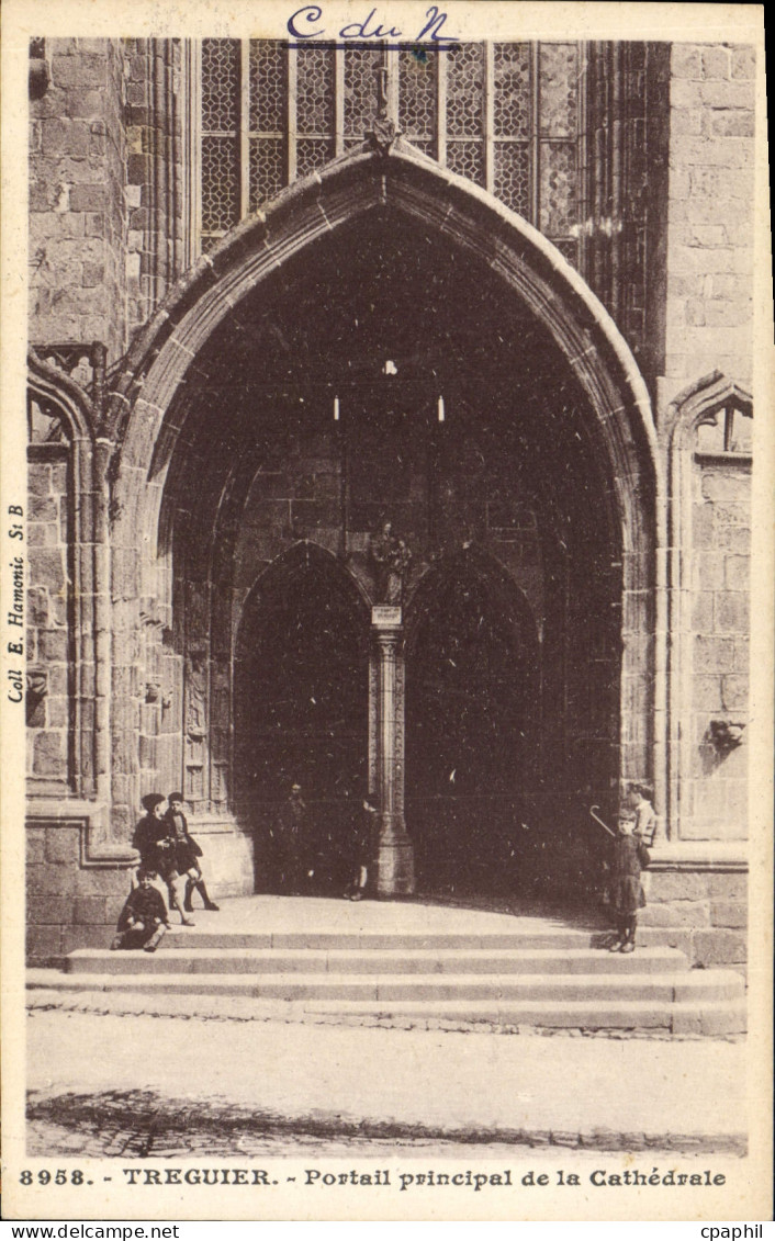 CPA Treguier Portail Principal de la Cathedrale