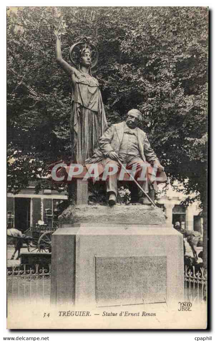 CPA Treguier Statue d Ernest Renan
