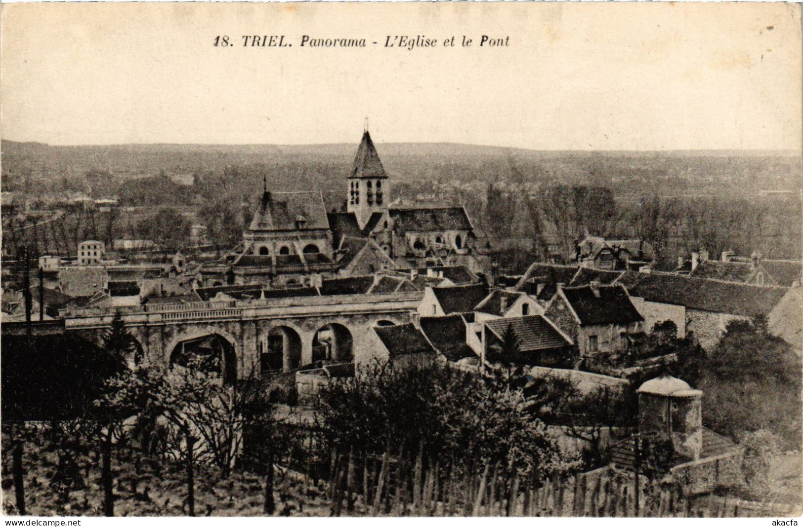 CPA TRIEL-sur-SEINE Panorama - L'Eglise et le Pont (1386145)
