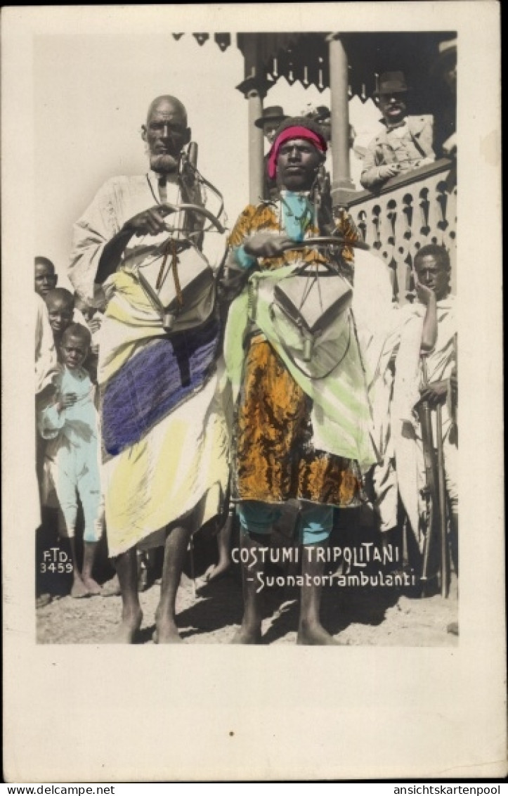 CPA Tripolis Tripoli Libyen, Costumi Tripolitani, Suonatori ambulanti