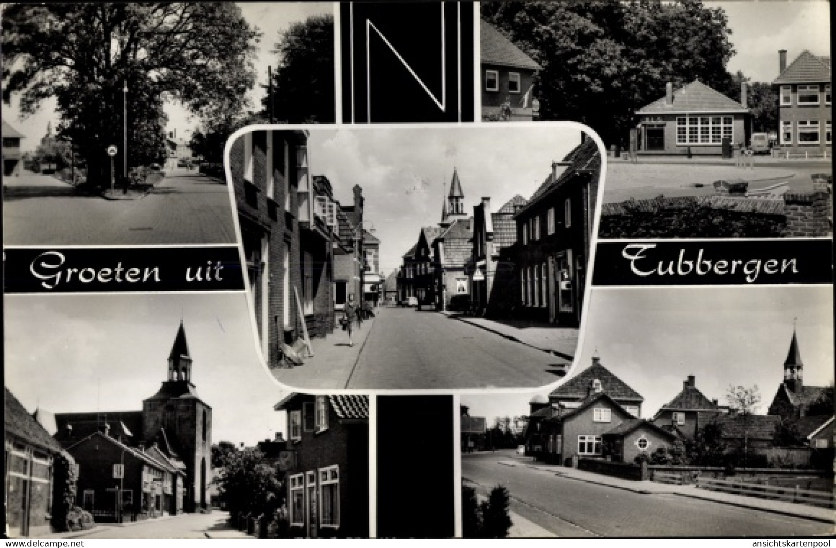 CPA Tubbergen Overijssel, Dorfpartie, Straßenansichten, Freibad, Kirche