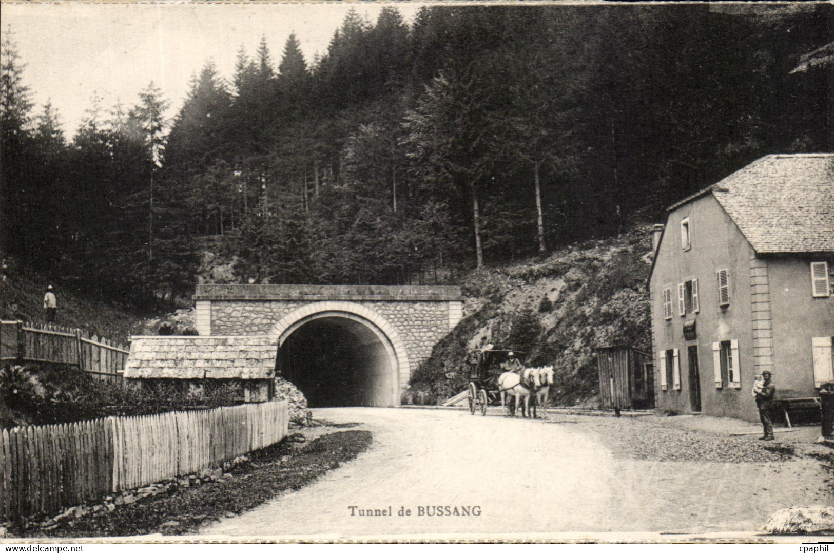 CPA Tunnel de Bussang Caleche