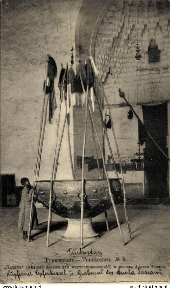 CPA Türkistan Kasachstan, kupfernder Opferkessel, Grabmal