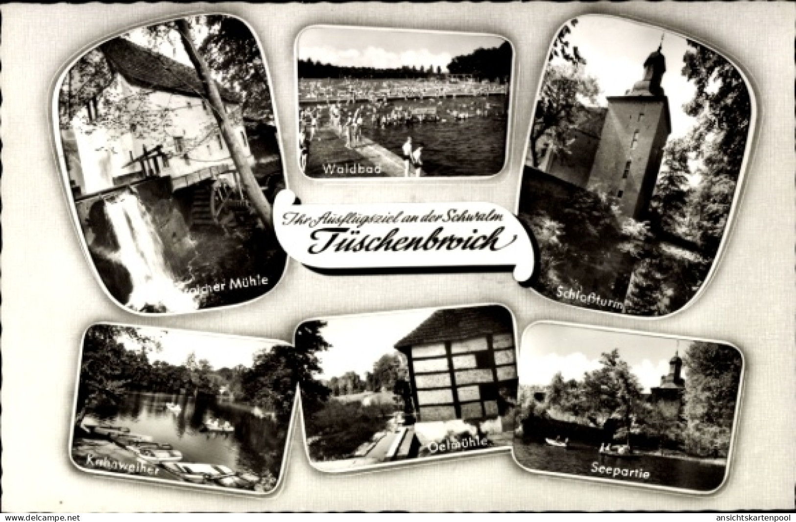 CPA Tüschenbroich Wegberg, Tüschenbroicher Mühle, Waldbad, Schloss, Seepartie, Kahnweiher