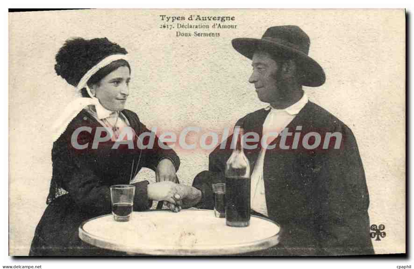 CPA Types d'Auvergne Declaration d'Amour Doux Serments