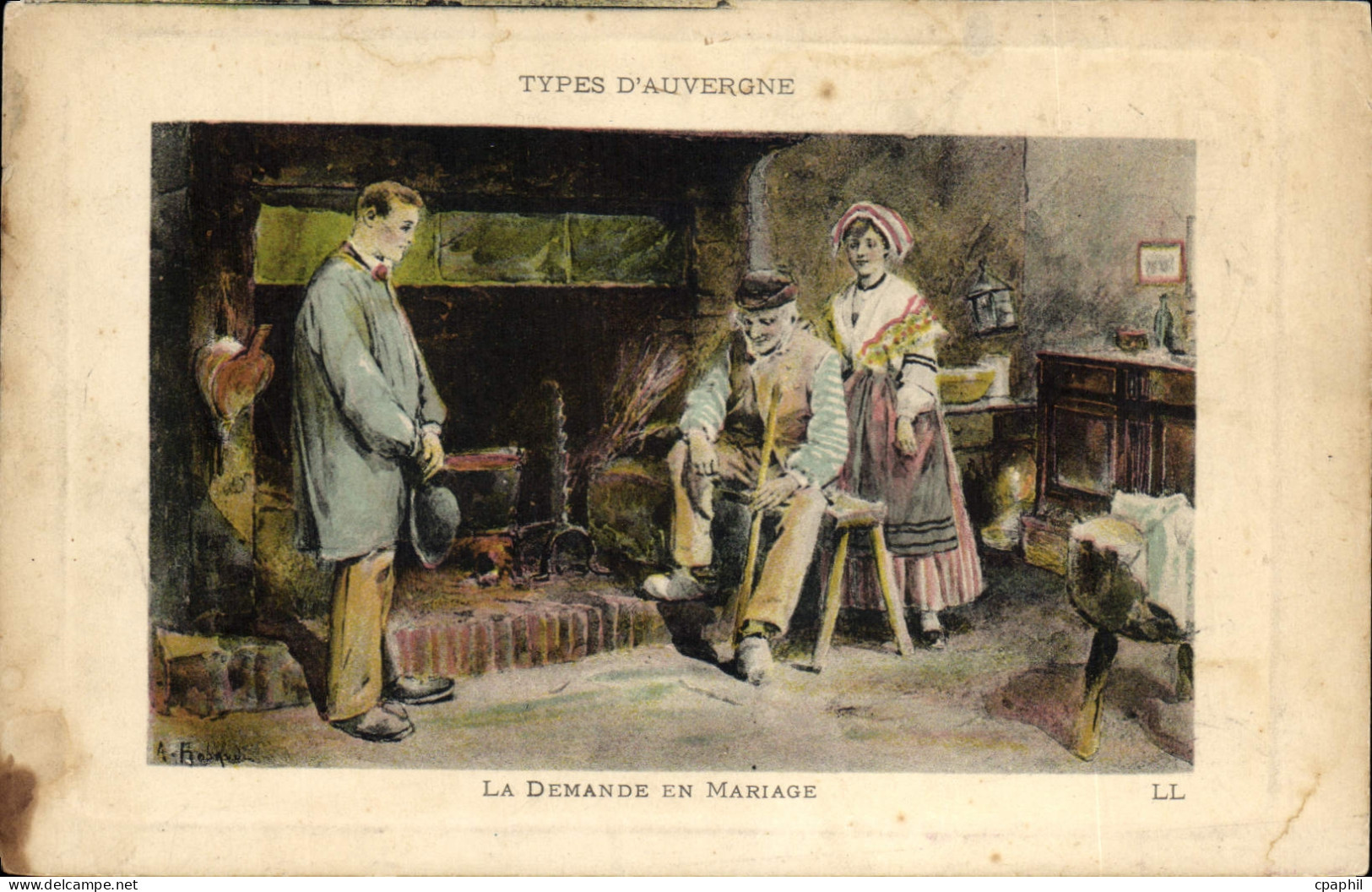 CPA Types d'Auvergne La Demande en Mariage