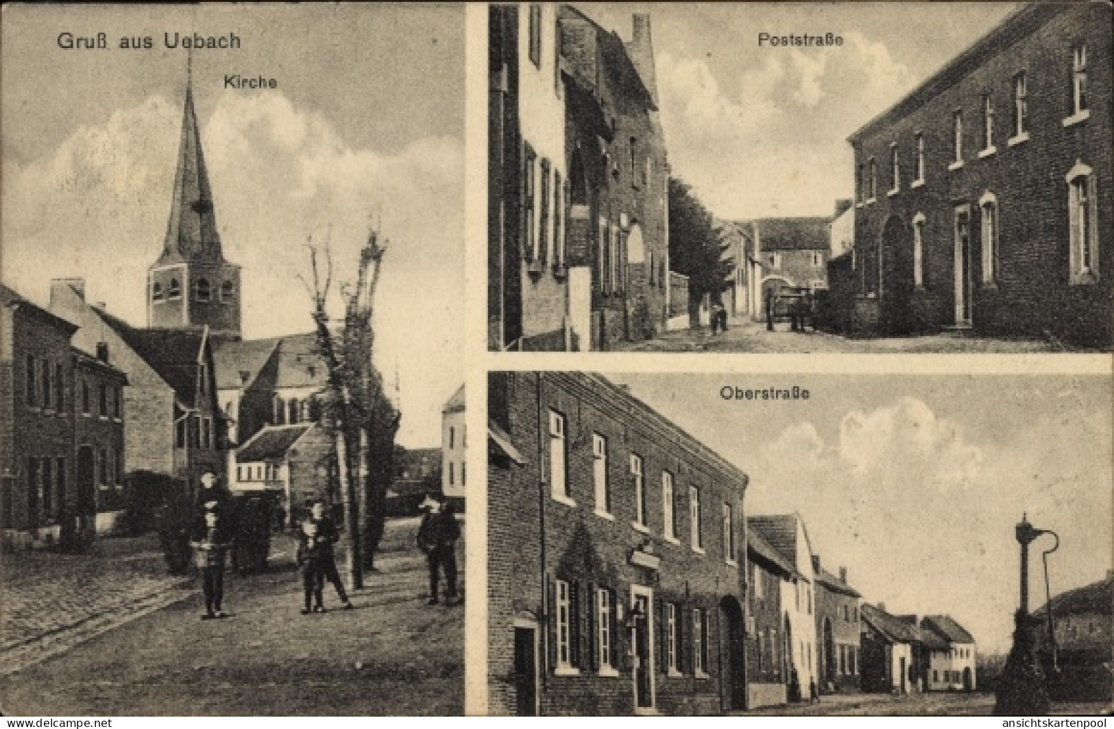 CPA Uebach Übach Palenberg Nordrhein Westfalen, Kirche, Poststraße, Oberstraße