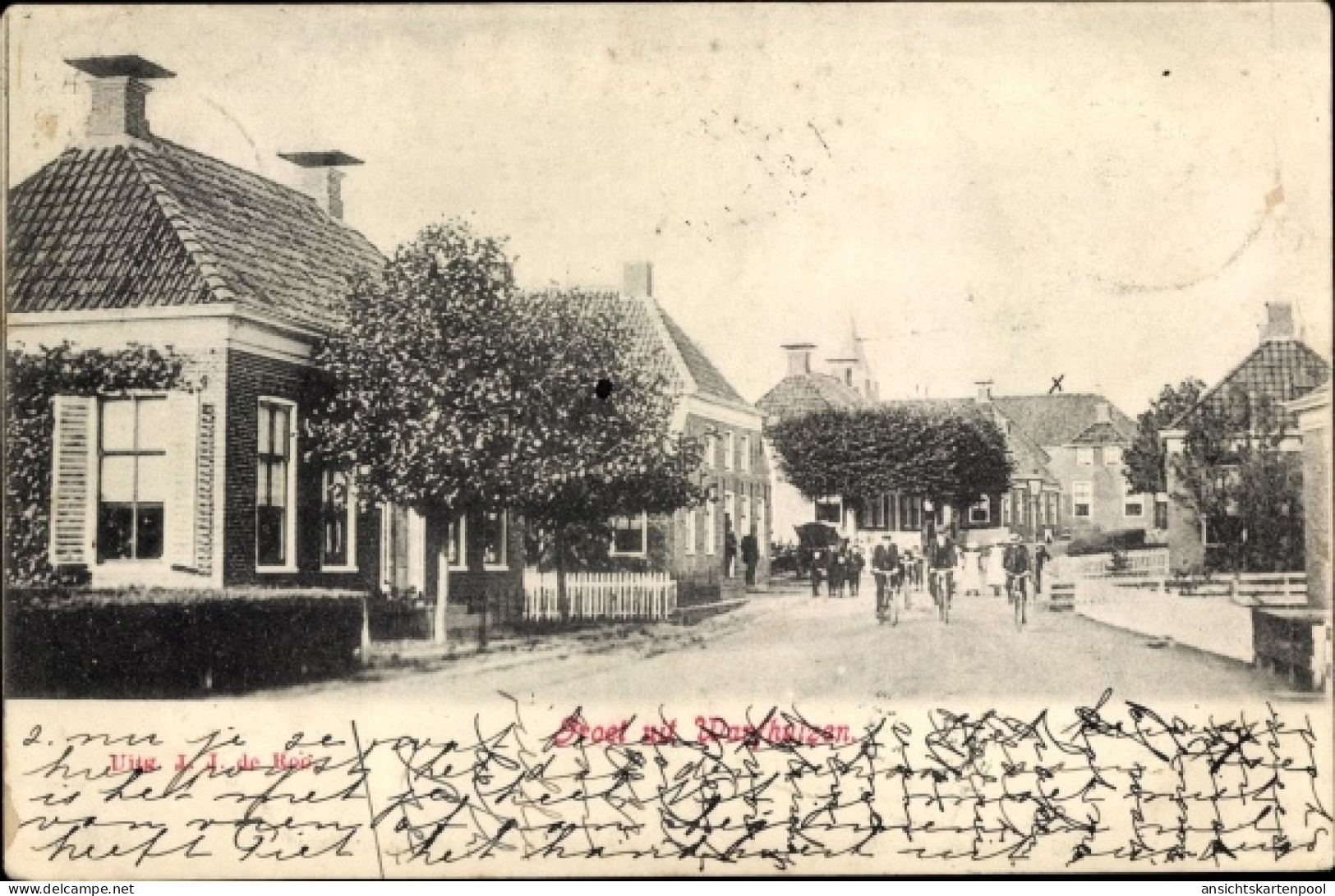 CPA Uithuizen Groningen, Straßenpartie, Fahrradfahrer