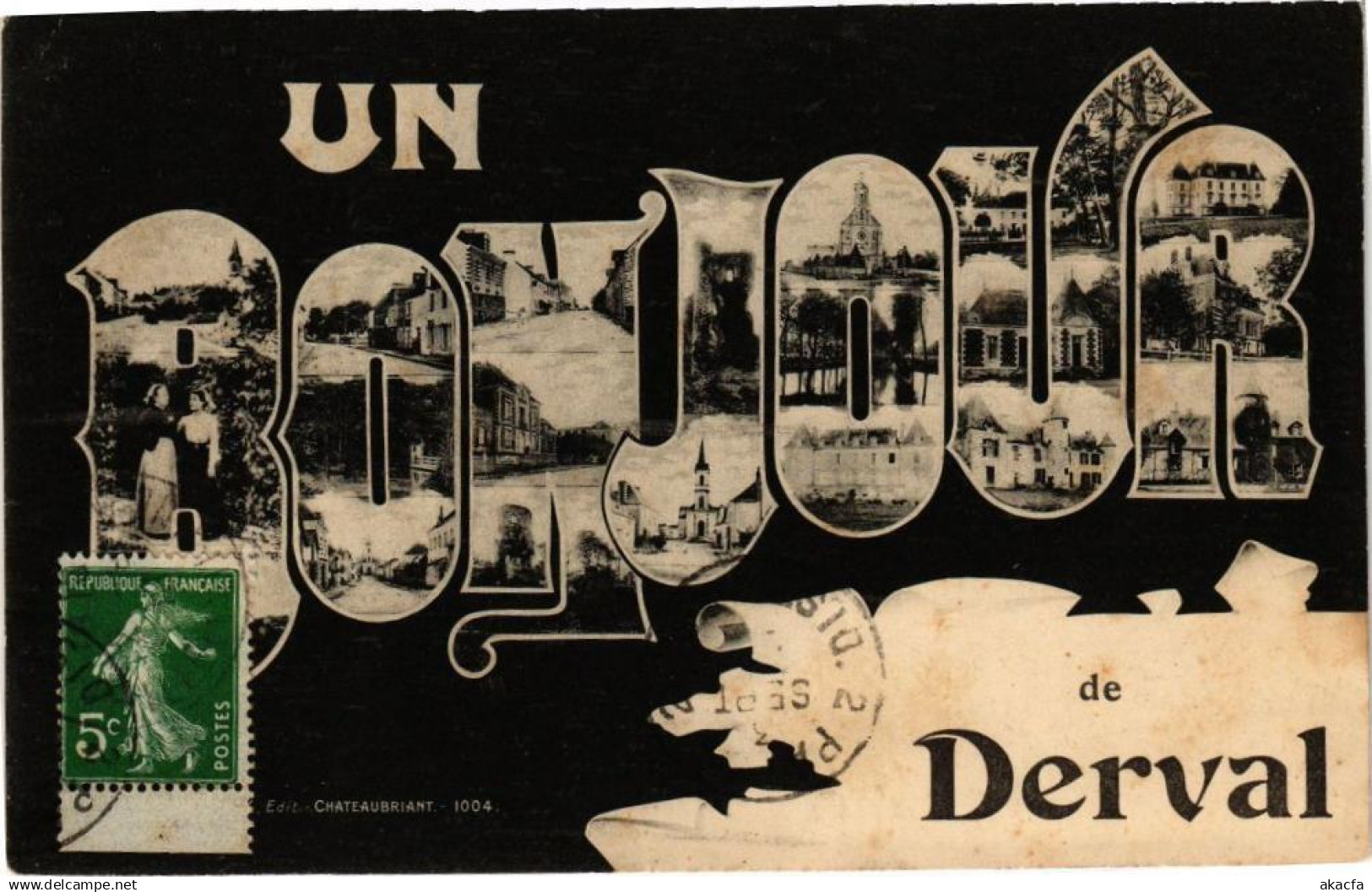 CPA Un Bonjour de Derval (250843)