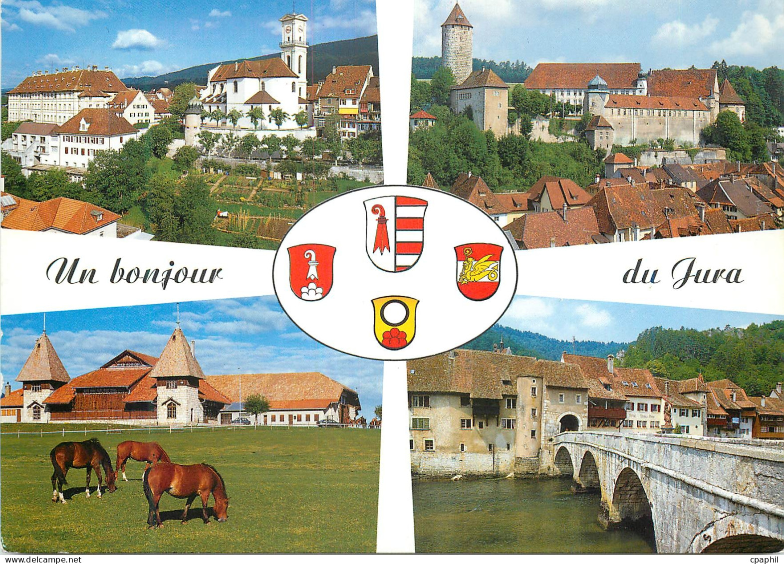 CPA Un bonjour du Jura Delemont Porrentruy Saignelegier Saint Ursanne